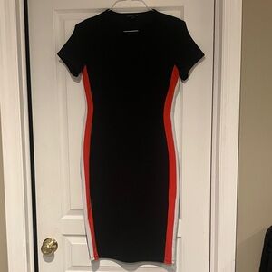 Black and Red Mid length dress just to the knee or a little below..side zipper